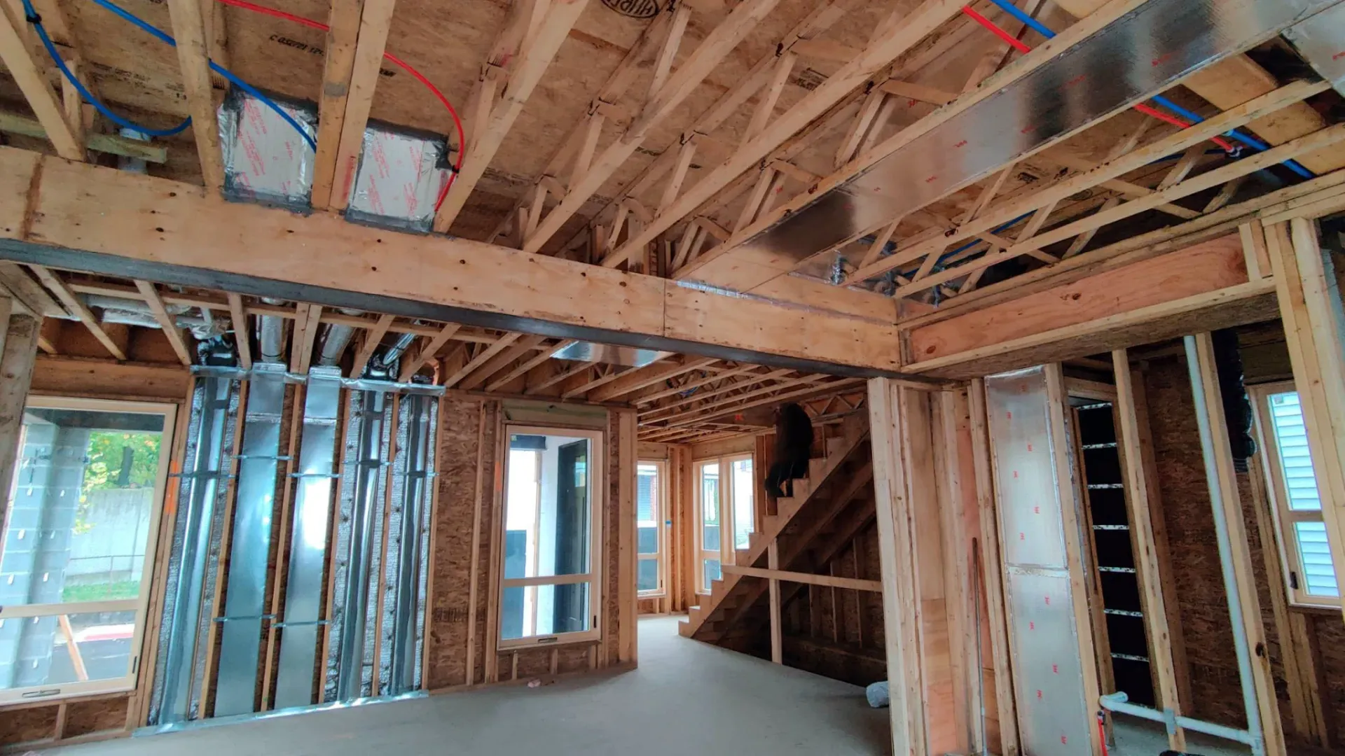 HVAC system installation at new construction home